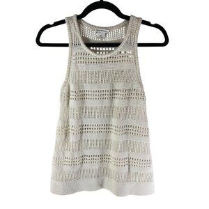 Club Monaco Womens Crochet Tank Top Cotton Silk Blend White S